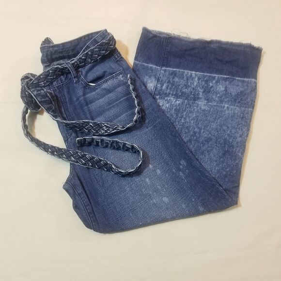 Tortoise Wide Leg Distressed Frayed Hem Jeans Size 25 - Picture 2 of 6